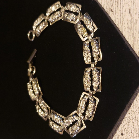 Sterling Silver Rectangle Plaque Bracelet - Picture 3 of 10